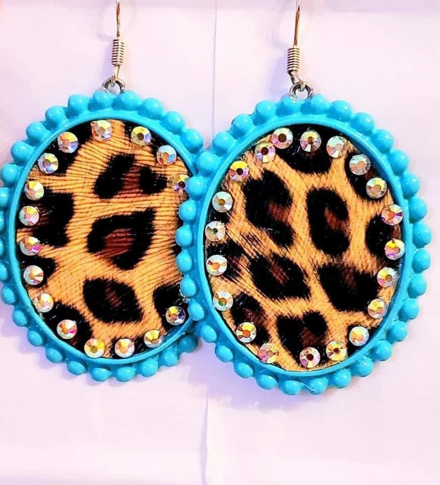 Aqua Leopard Earrings