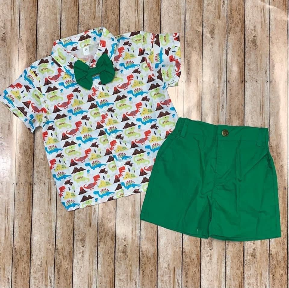 “Dino-Mite” 3-Pc. Bow Tie, Polo, & Short Set