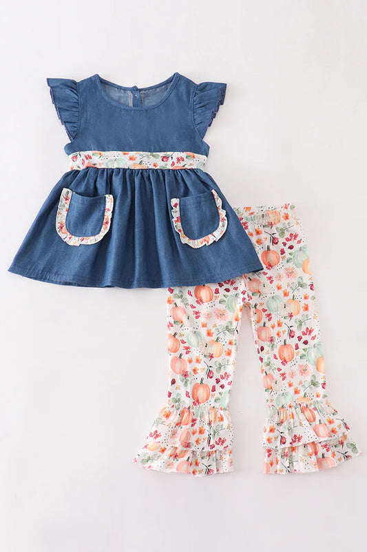 “Denim Pumpkin” 2-Pc. Pant Set