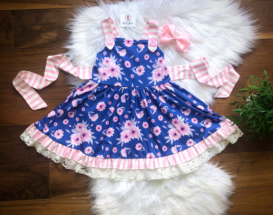 “Pink Daisy” Button Twirl Dress