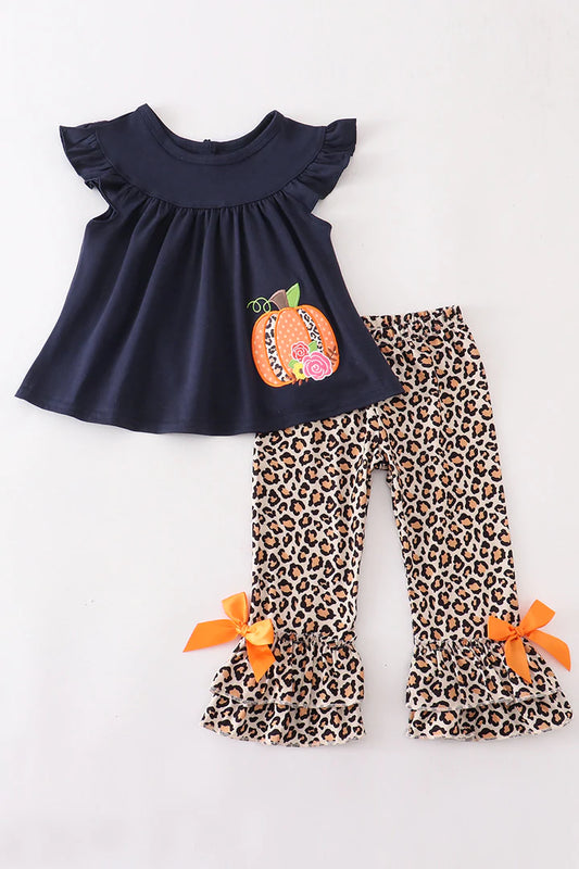 Navy Leopard Pumpkin 2-Pc. Pant Sets